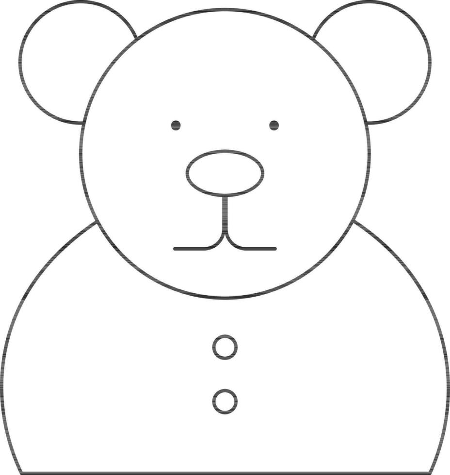 Isolated Cartoon Bear Icon in Line Art. vector