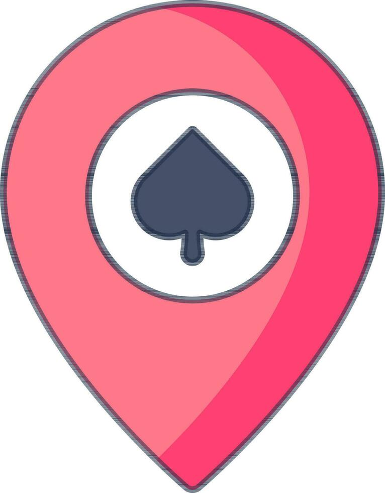 casino mapa alfiler icono en azul y rosado color. vector