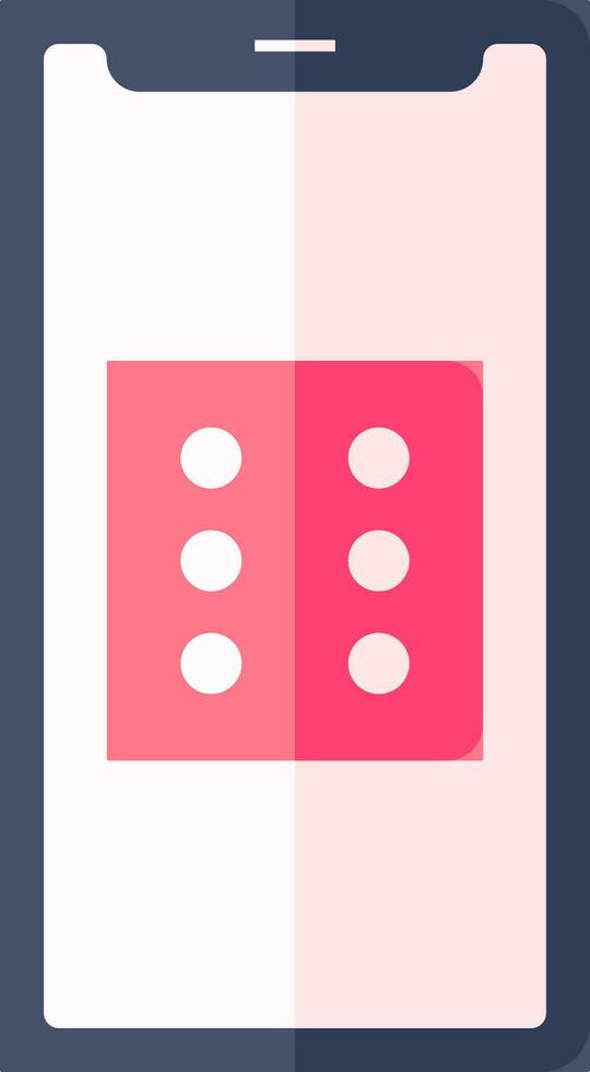 Blue And Pink Color Dice In Smartphone Icon. vector