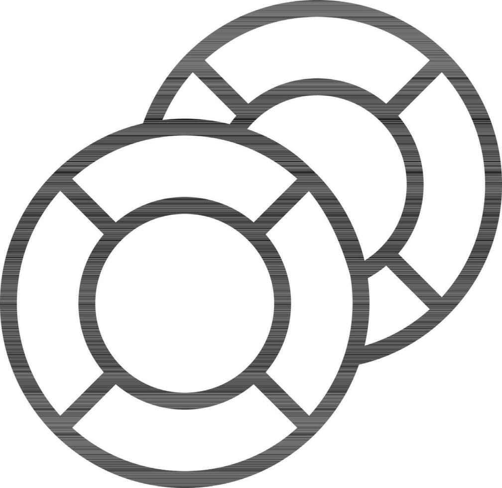 Casino Chip Icon in Black Outline. vector
