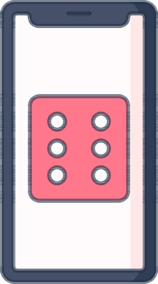 Blue And Pink Color Dice In Smartphone Icon. vector