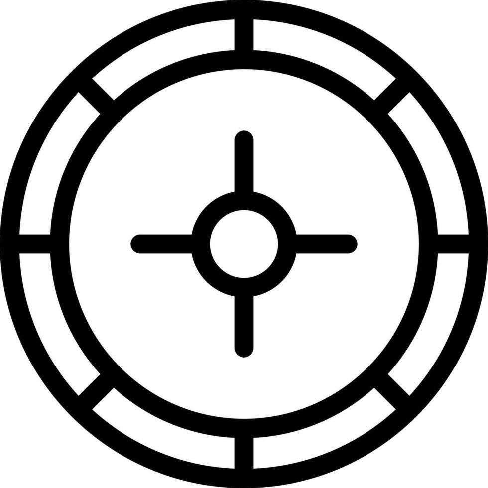 Roulette Wheel Icon In Black Line Art. vector