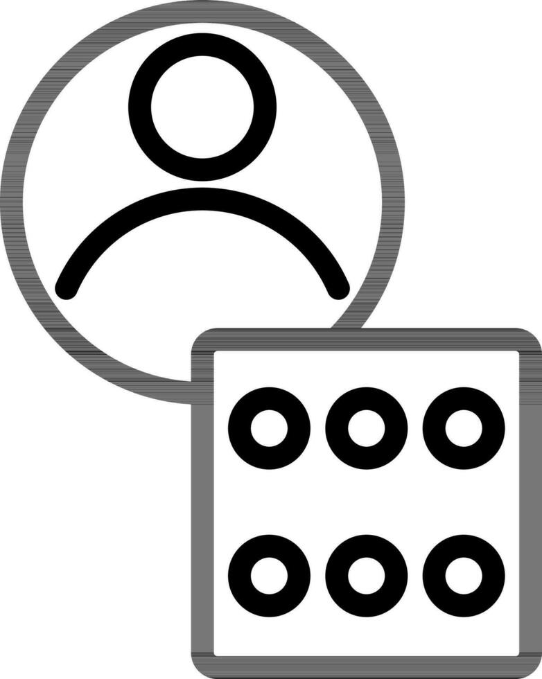 Gambler Or Ludo Player Icon In Thin Line Art. vector