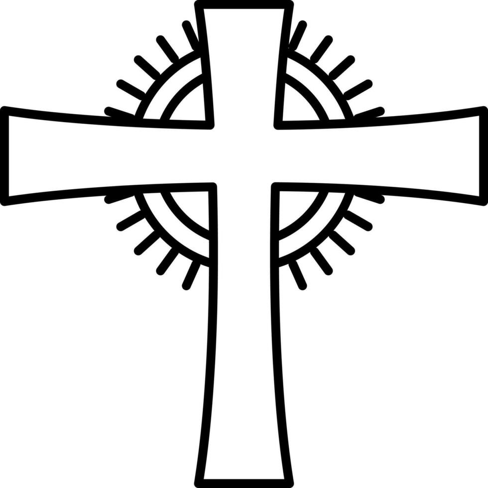 cristiandad cruzar icono en negro línea Arte. vector