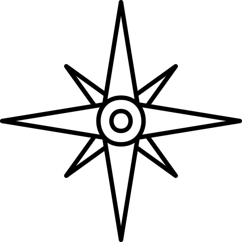 norte estrella icono en negro línea Arte. vector