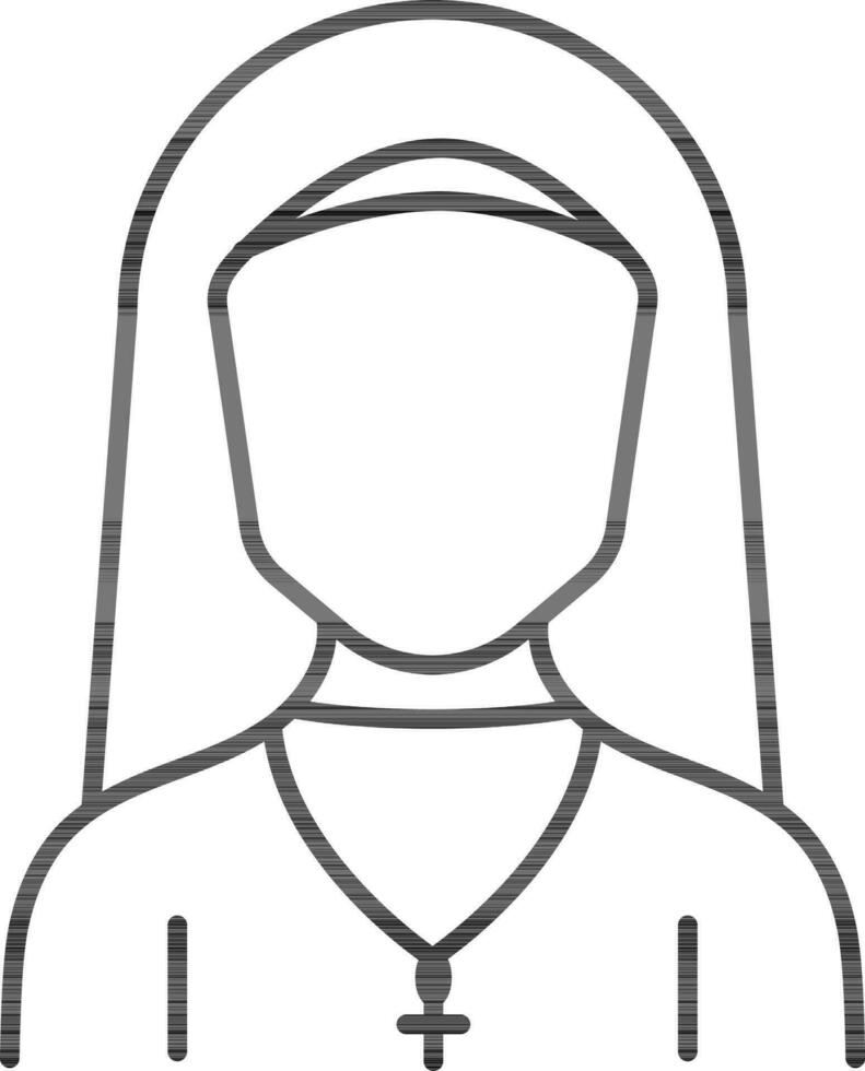 Nun Icon In Thin Line Art. vector