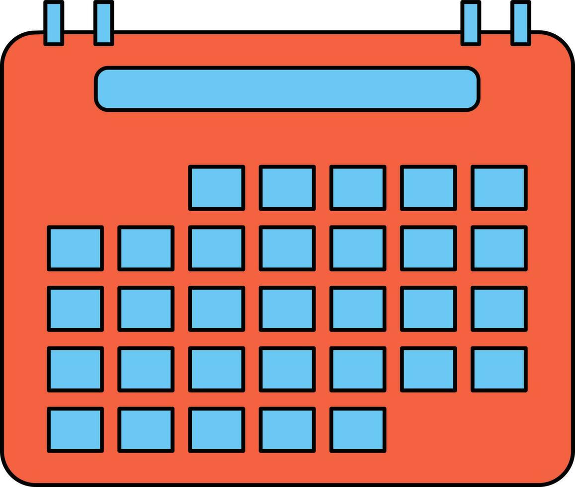 Calendar Icon or Symbol in Orange and Blue Color. vector