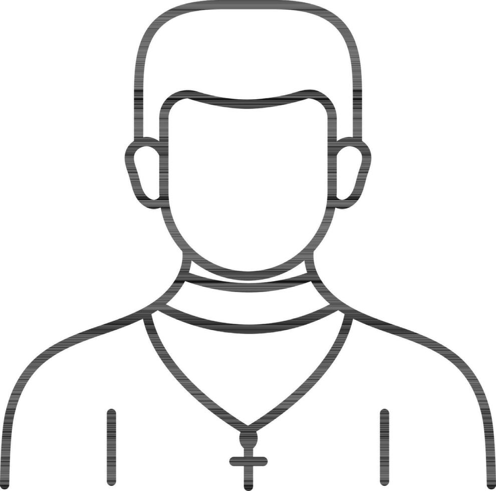 Priest Icon In Thin Line Art. vector