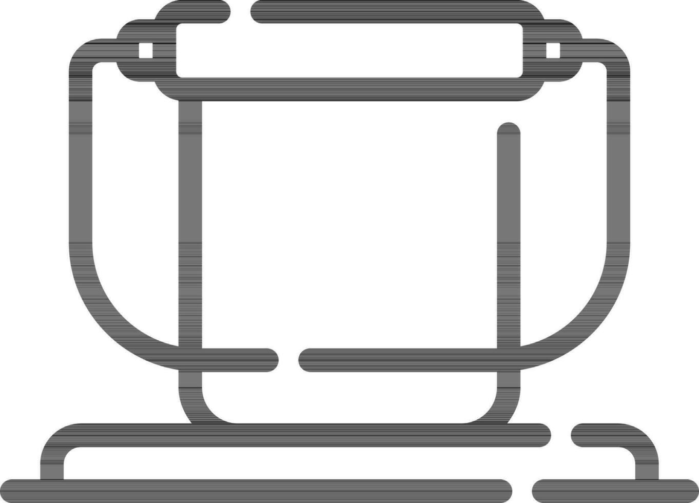 Line art bucket icon in flat style. vector