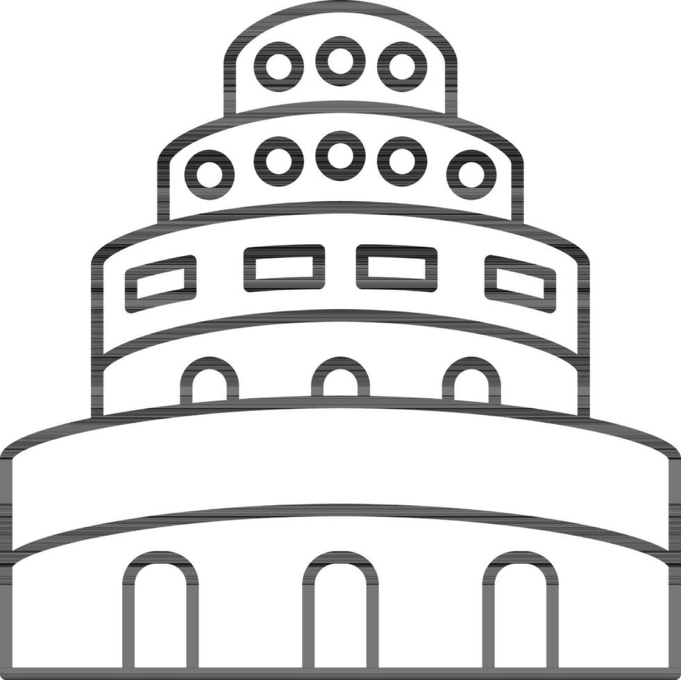 Tower of Babel Icon In Line Art. vector