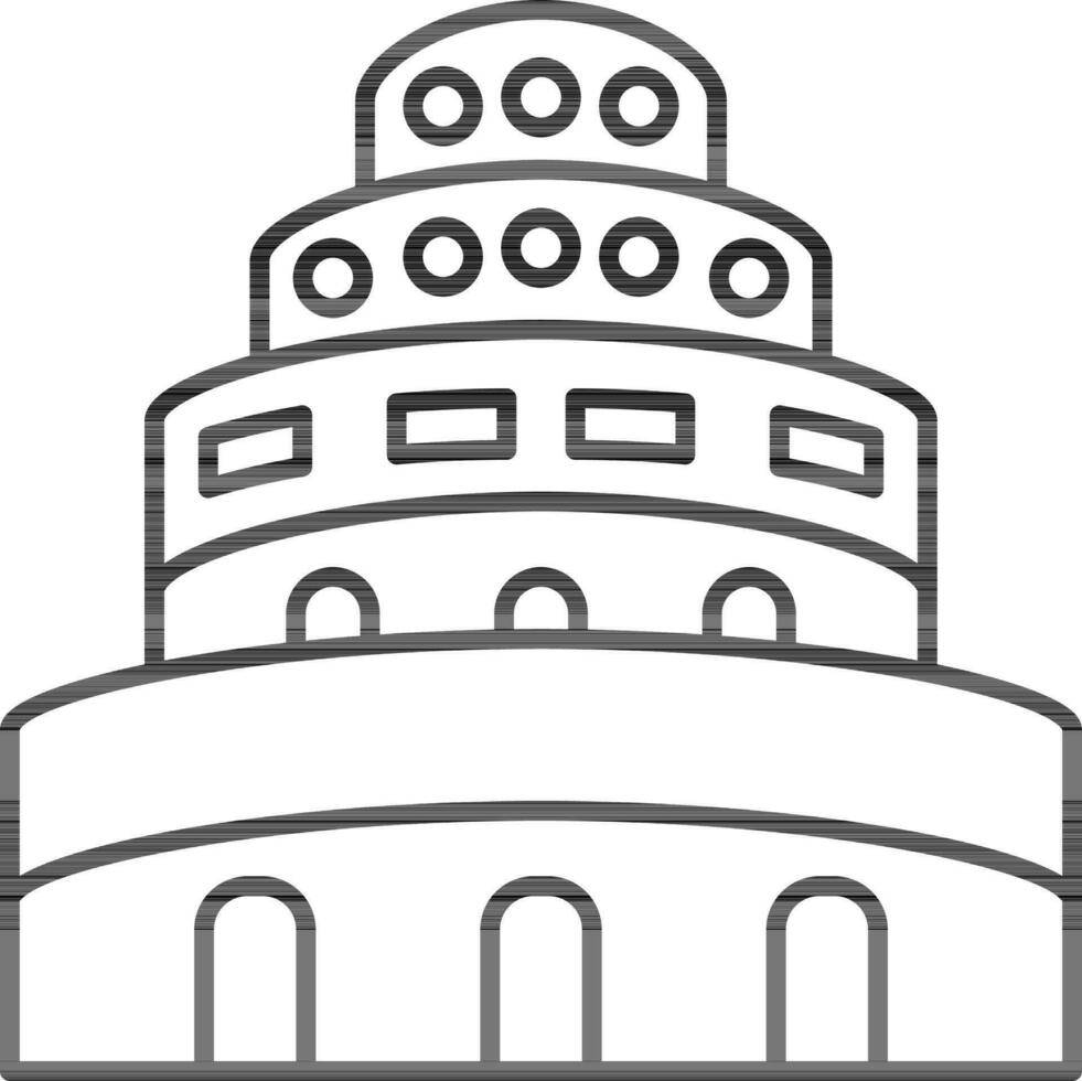 Tower of Babel Icon In Line Art. vector