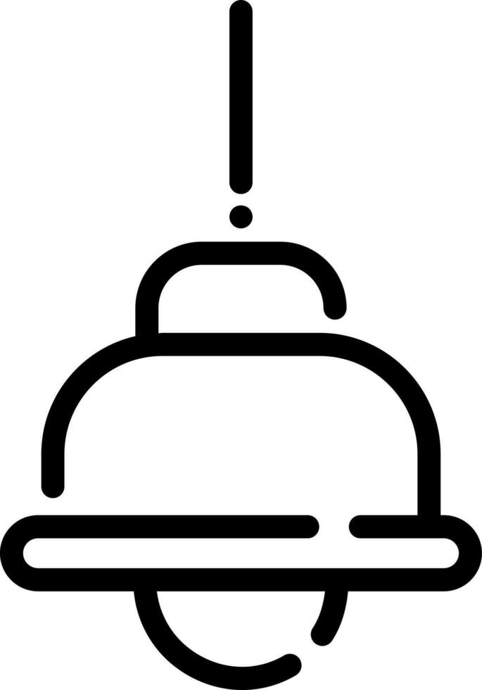 Black line art illustration of pendant lamp icon. vector