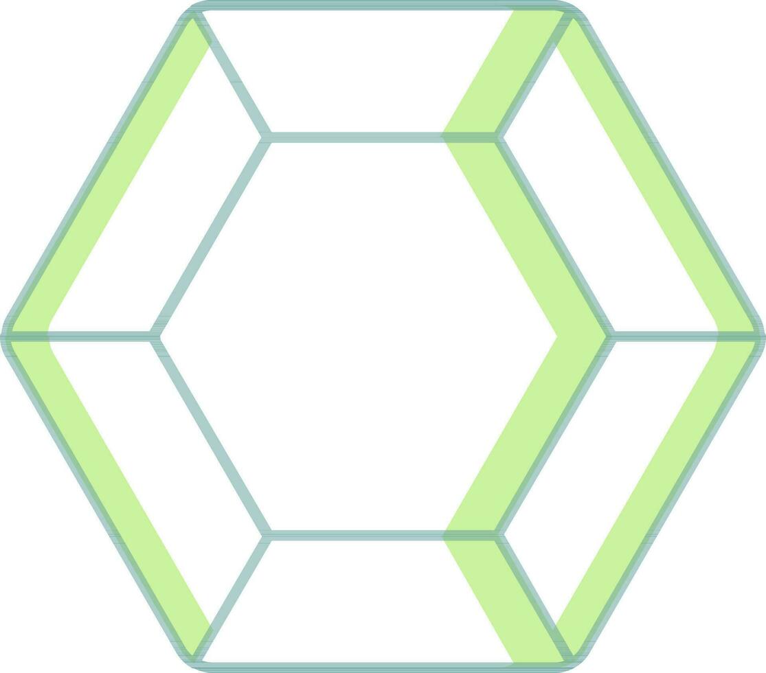 Hexagon Diamond Icon In Green And White Color. vector