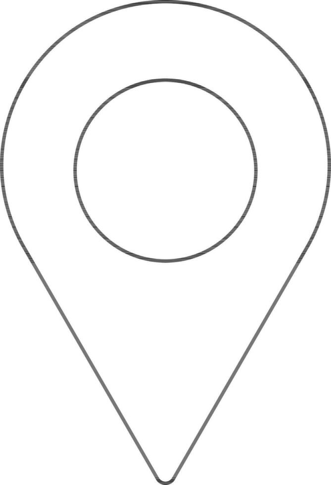 Black Outline Map Pin Icon on White Background. vector