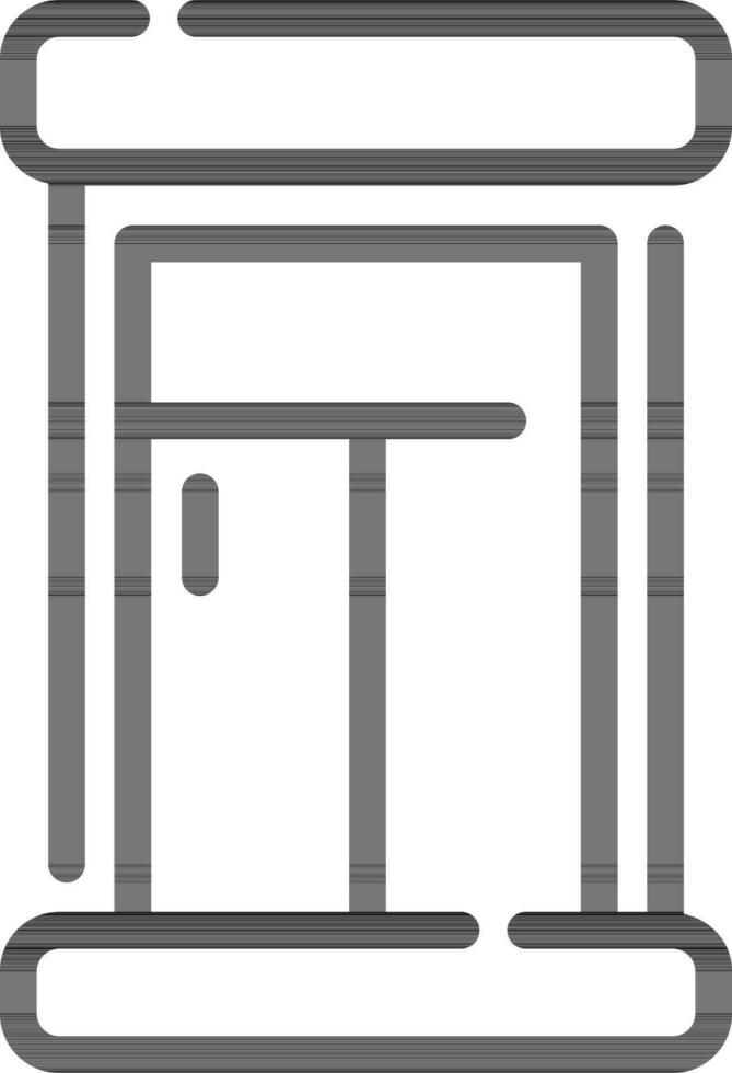 Black line art illustration of door icon. vector