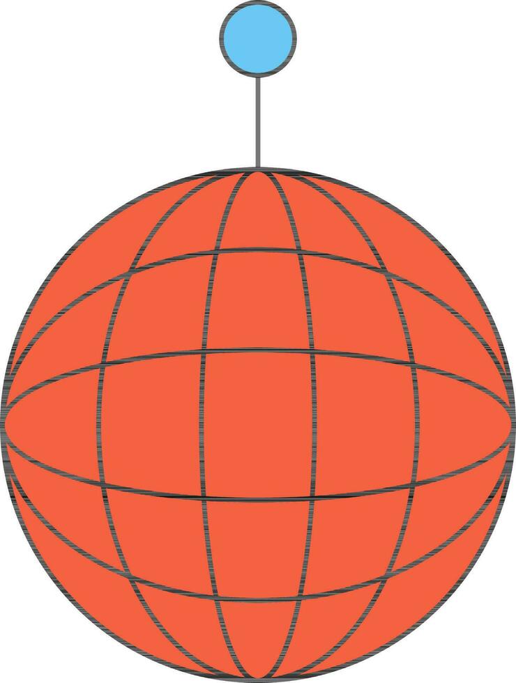 Flat Style Disco Ball Icon In Orange Color. vector