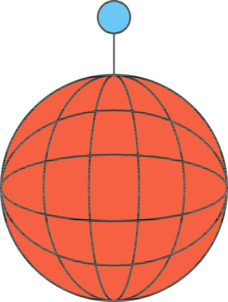 Flat Style Disco Ball Icon In Orange Color. vector