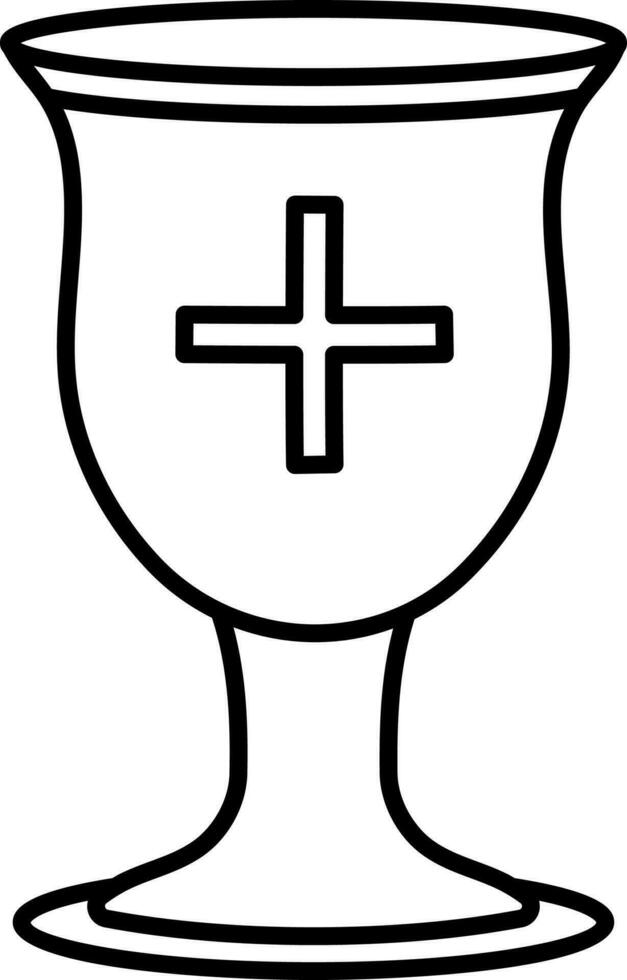 Flat Style Chalice Icon In Black Outline. vector