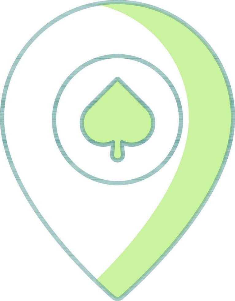 Casino Map Pin Icon In Green And White Color. vector