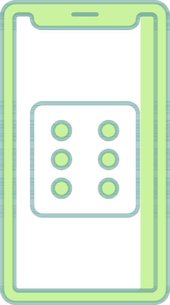 Green And White Color Dice In Smartphone Icon. vector