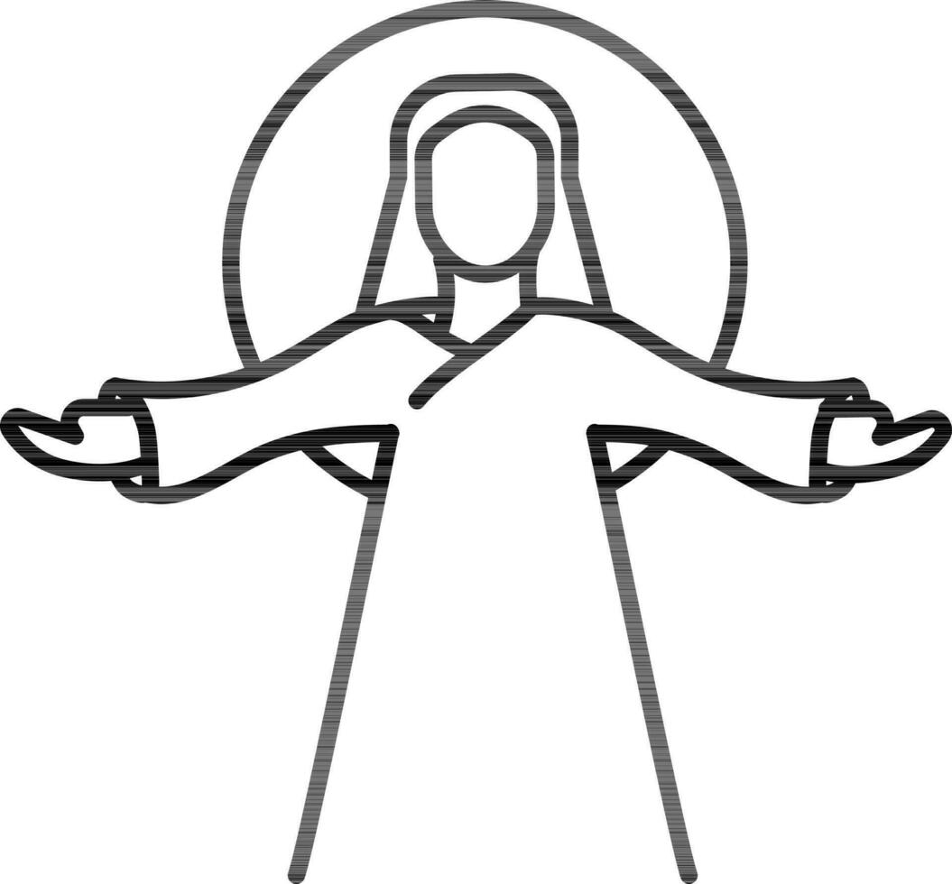 Jesus Icon In Black Outline. vector