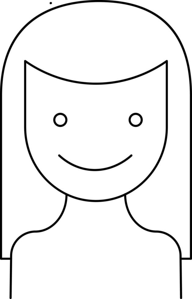 Line Art Illustration of Young Girl Icon. vector
