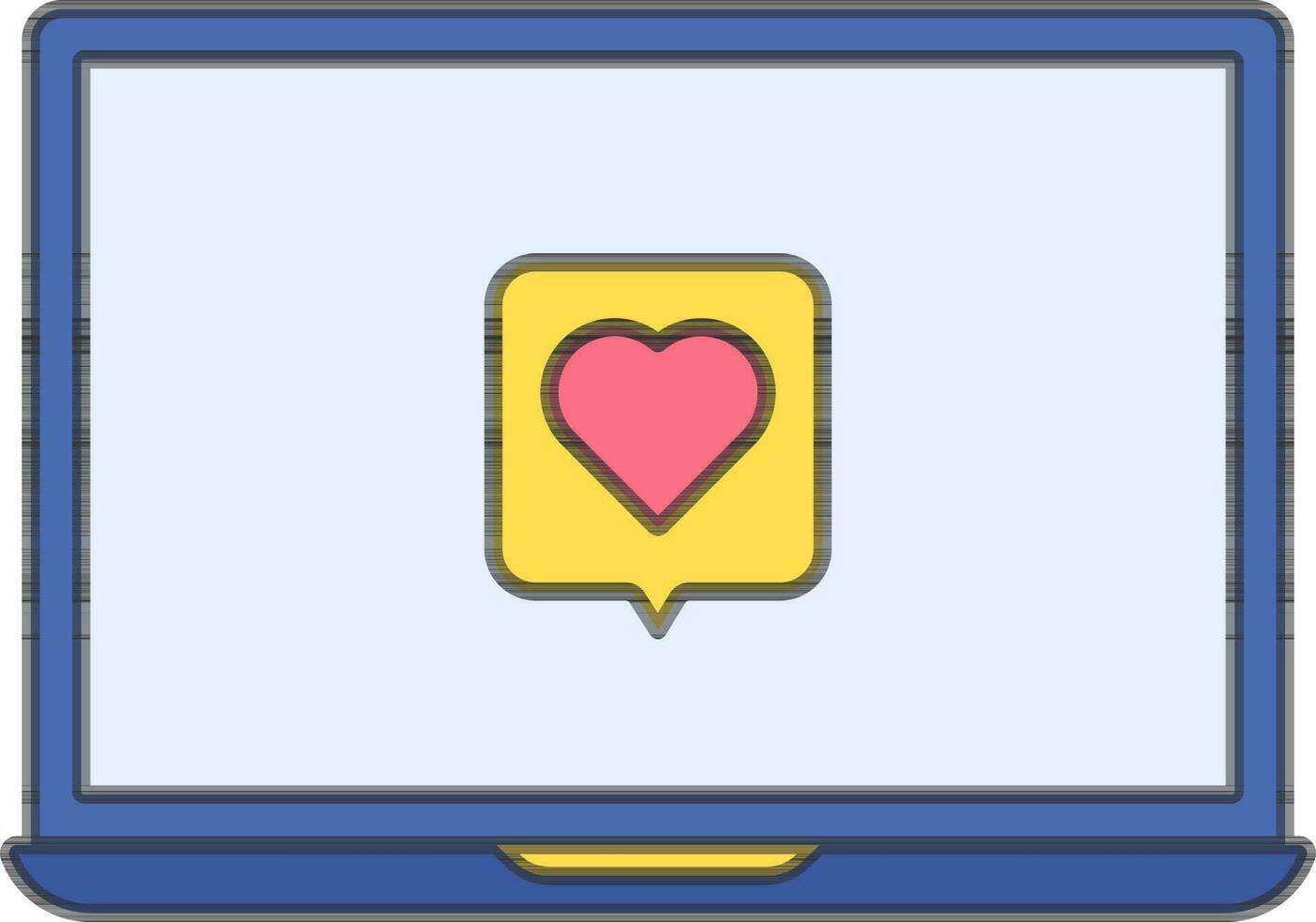 Love Or Favorite Message In Laptop Icon. vector