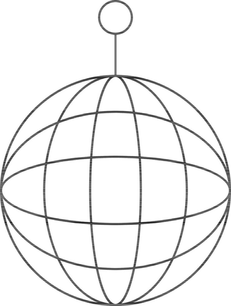 Flat Style Disco Ball Icon In Black Outline. vector