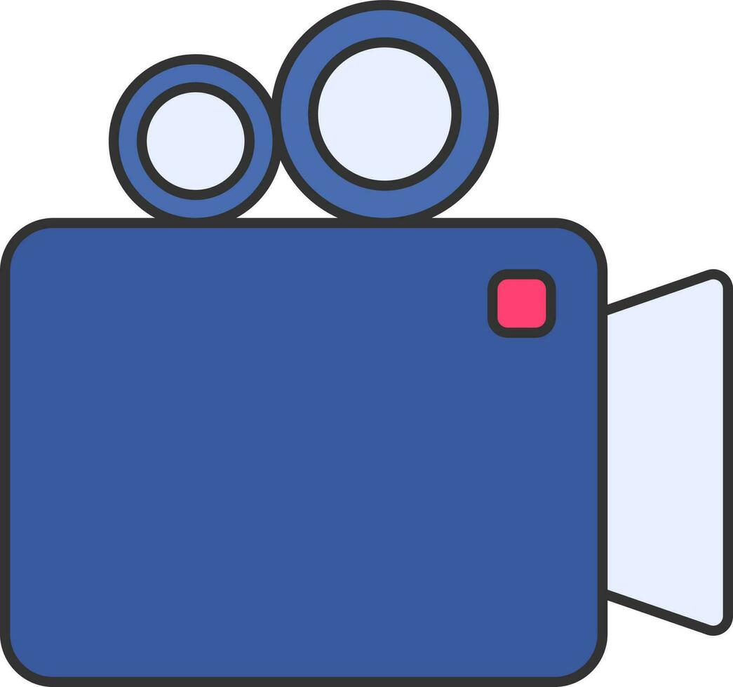 vídeo cámara icono en azul color. vector