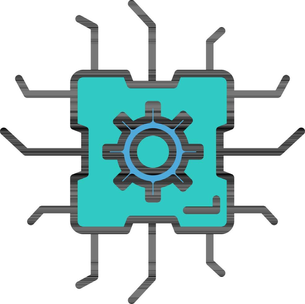 Setting Microchip Icon in Turquoise Color. vector