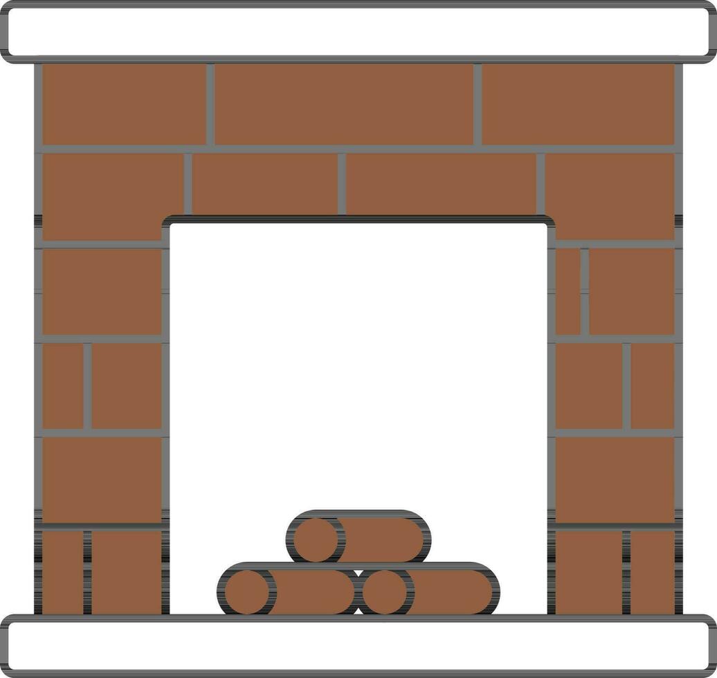 Brick Fireplace Icon In Brown And White Color. vector