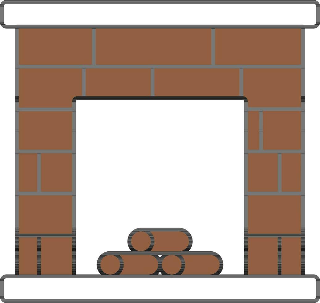 Brick Fireplace Icon In Brown And White Color. vector