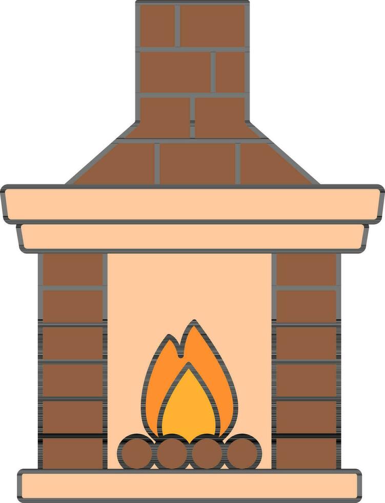 marrón y melocotón color Chimenea o hogar icono. vector