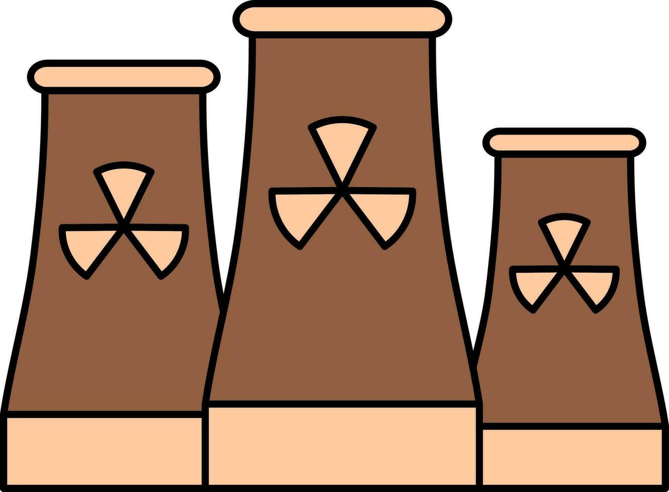 Nuclear Power Plant Icon In Brown And Peach Color. vector