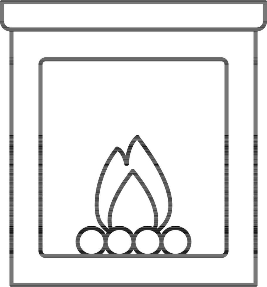 Line Art Illustration of Chimney Or Fireplace Icon In Flat Style. vector