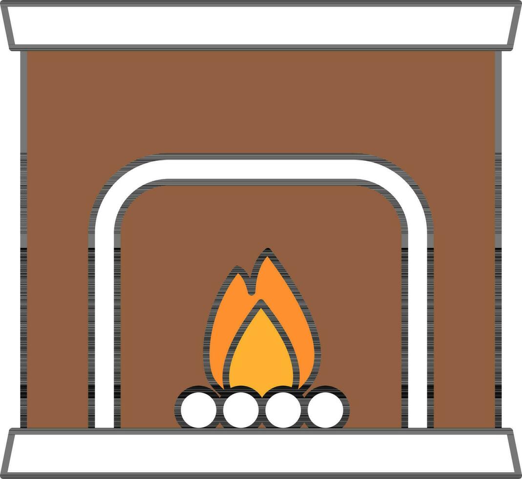 Chimney Or Fireplace Icon In Brown And White Color. vector
