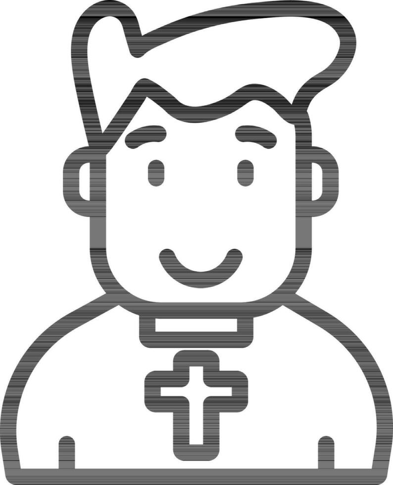 Catholic Priest Icon in Thin Line. vector