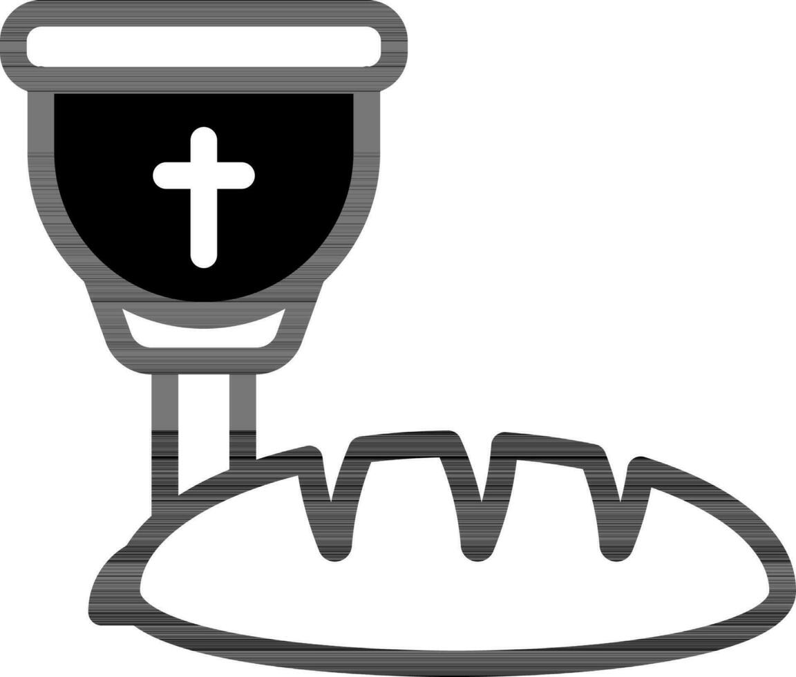 Communion Icon In Black And White Color. vector