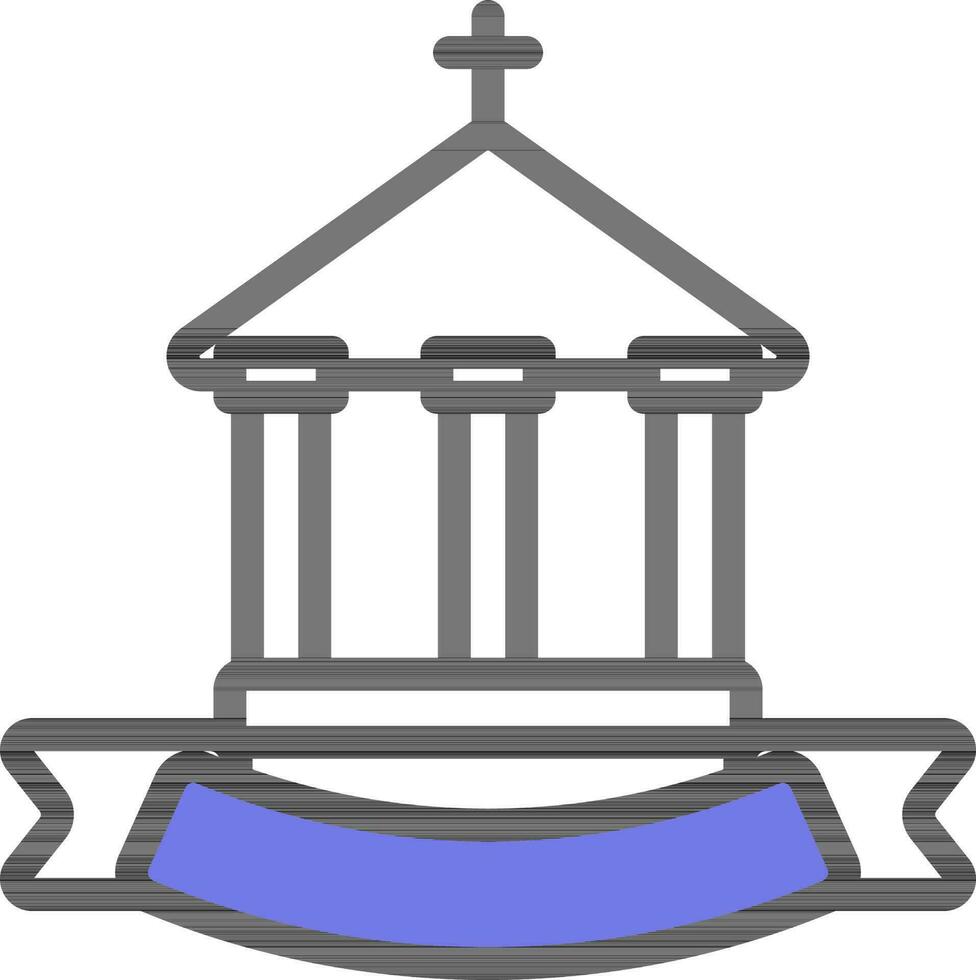 arqueológico o Iglesia icono en azul y blanco color. vector