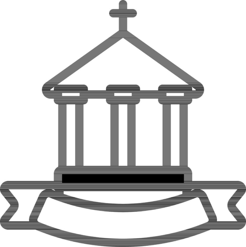 Archaeological Or Church Icon In Black And White Color. vector