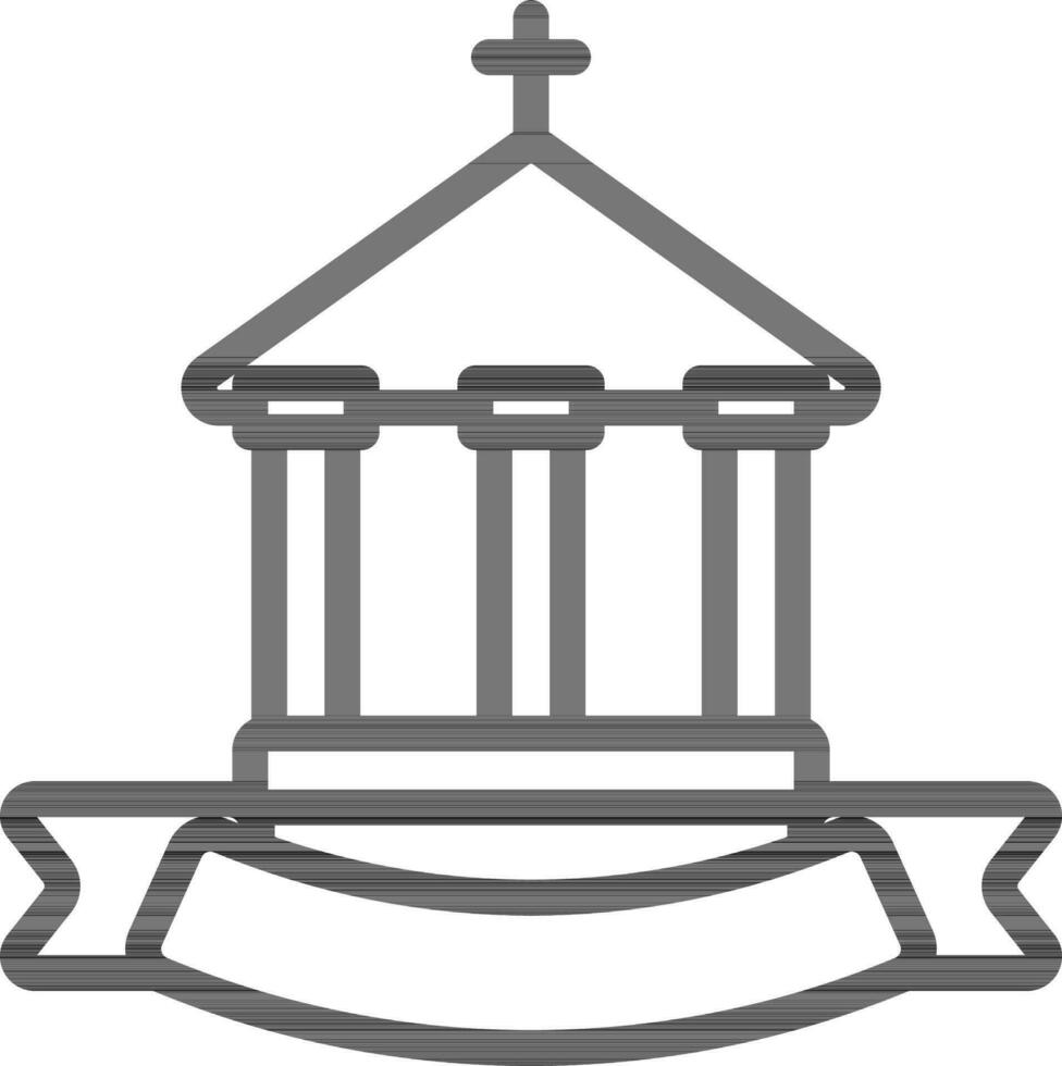 Archaeological Or Church Icon in Stroke Style. vector