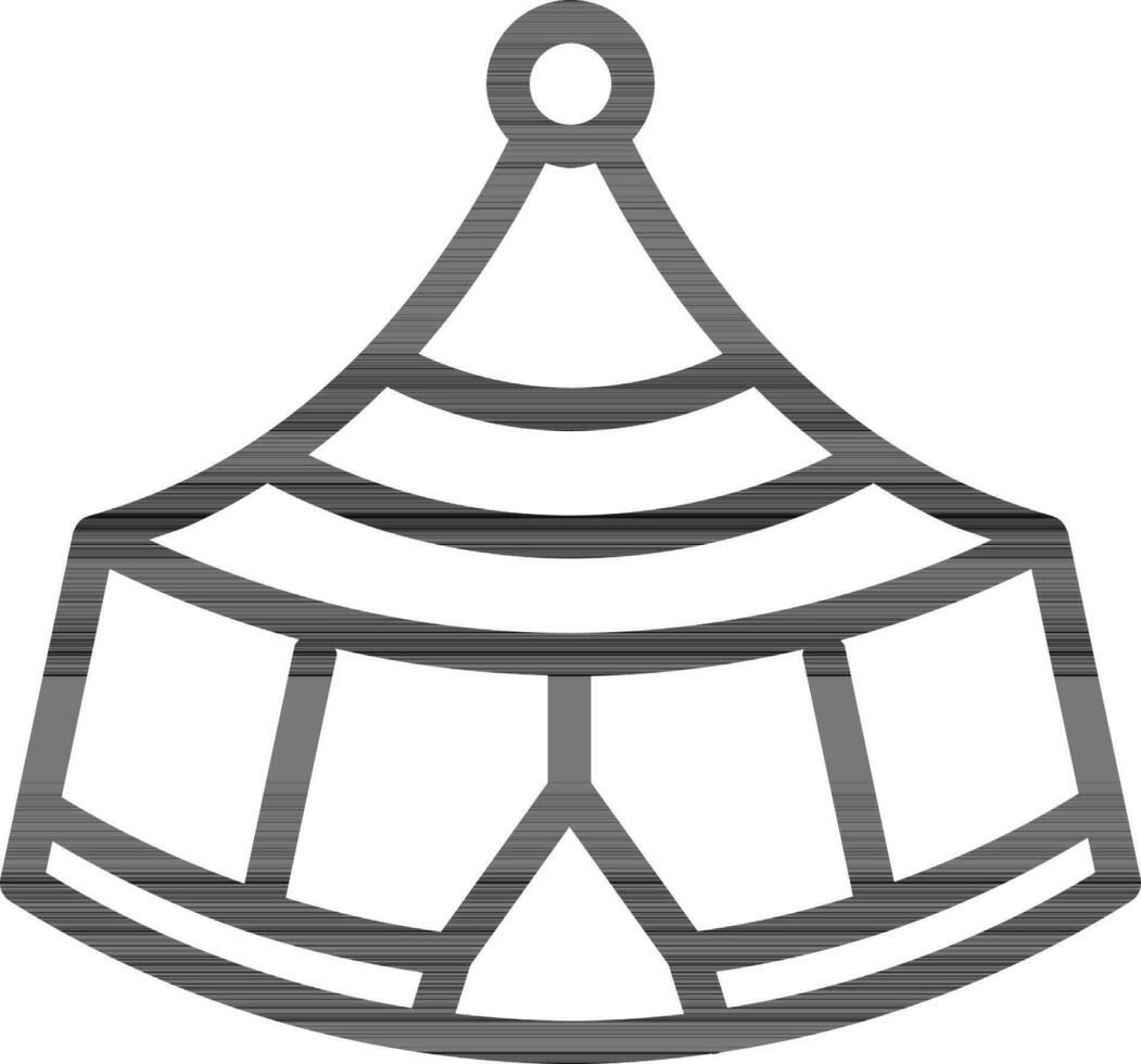 Fair Tent Icon in Black Line Art. vector