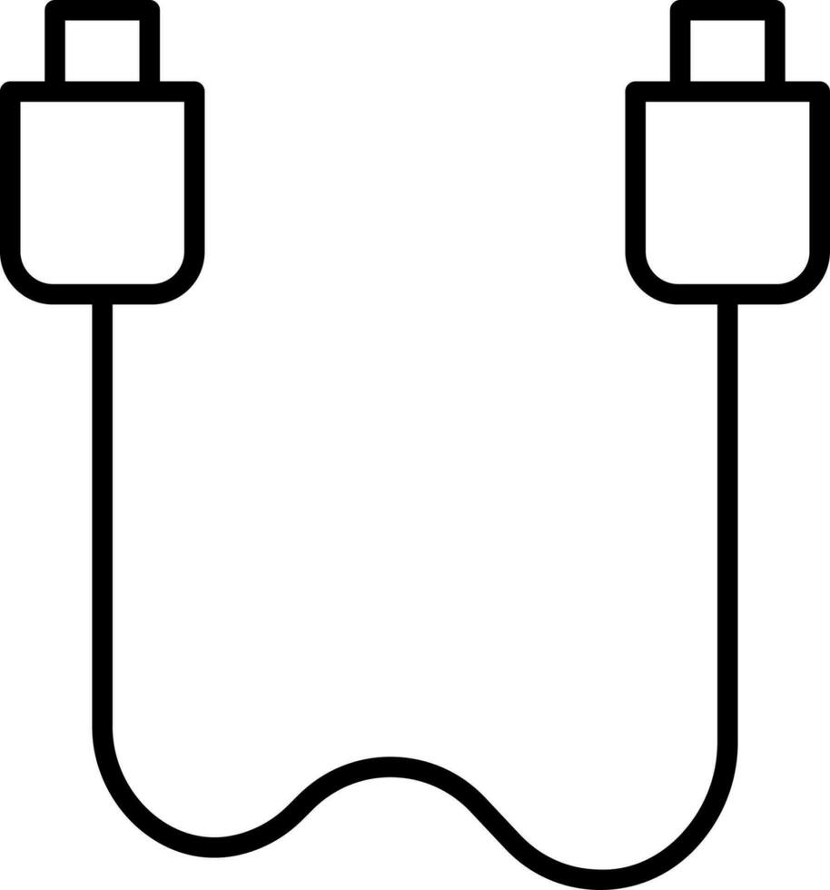 Flat Style USB Cable Icon in Line Art. vector