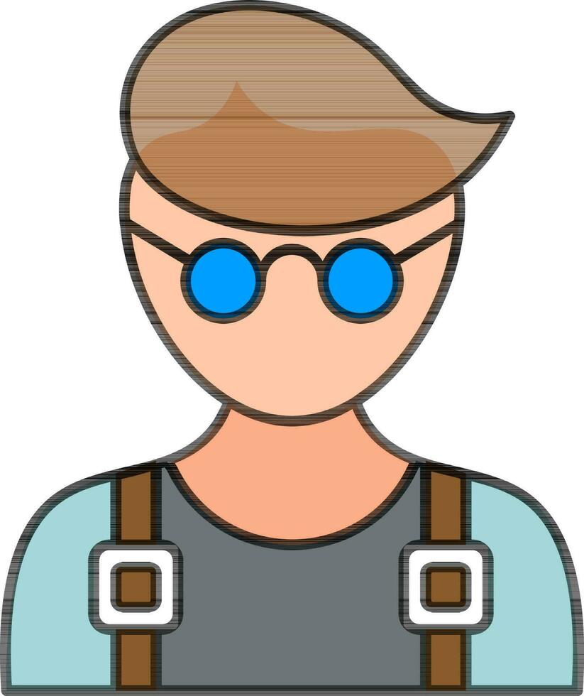 Vector Illustration of Young Man Wearing Eyeglasses.