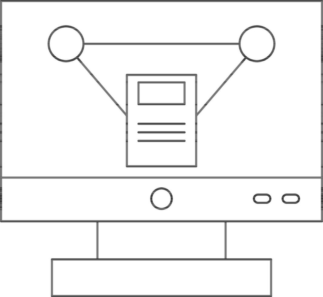 File Share or Connect Symbol in Monitor Screen Line Art Icon. vector