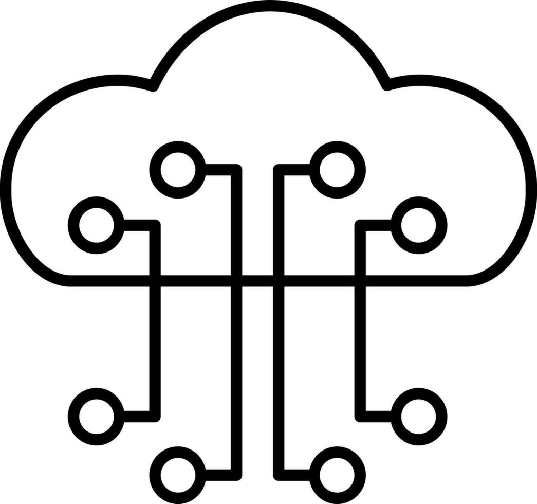 Delgado línea Arte nube informática icono en plano estilo. vector
