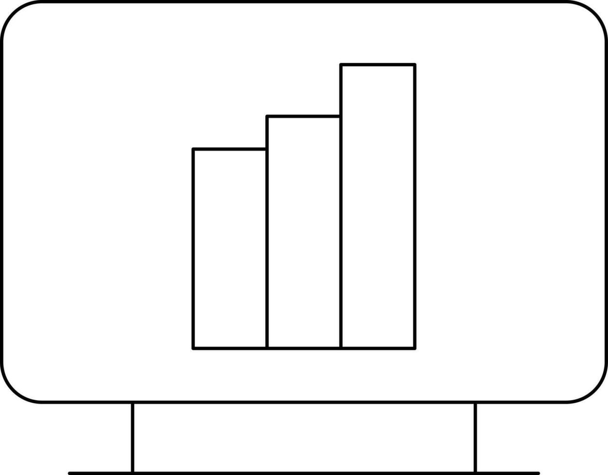 Line Art Illustration of Bar Graph in Monitor Screen Icon. vector