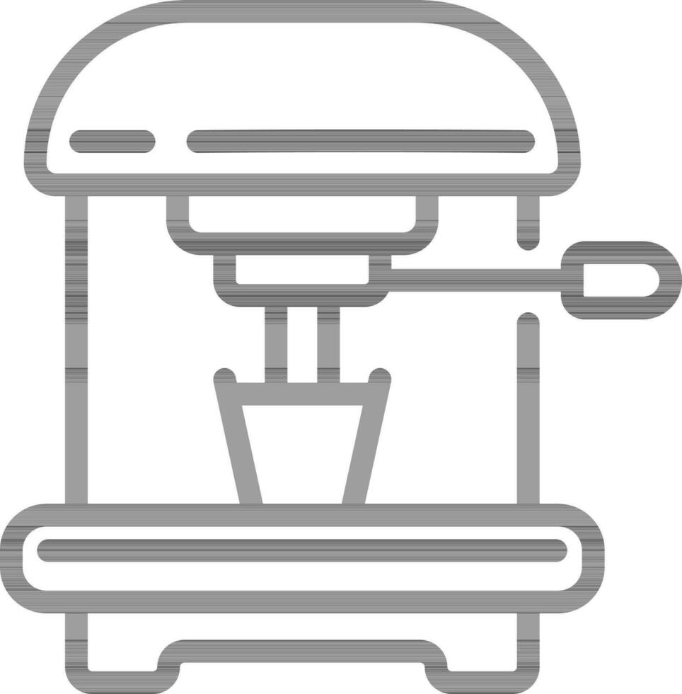 Retro Espresso Machine Icon in Line Art. vector