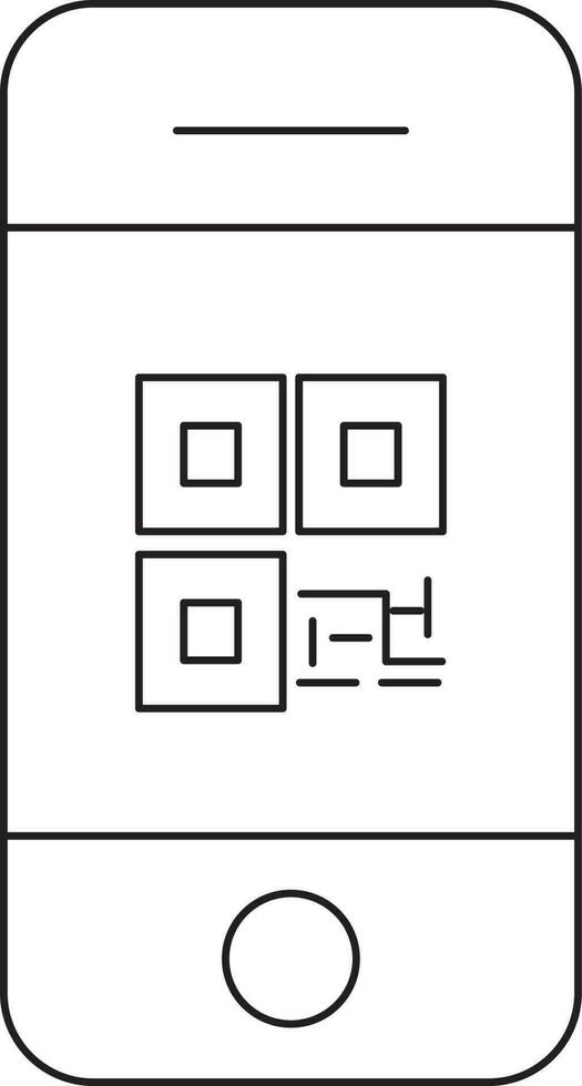 Line Art Illustration of QR Code in Smartphone Screen Icon. vector