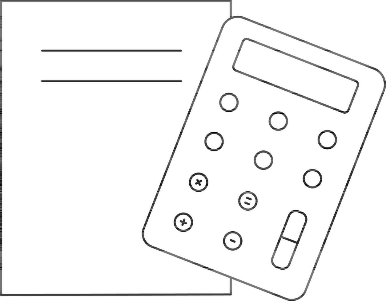 Document with Calculator Icon in Black Line Art. vector